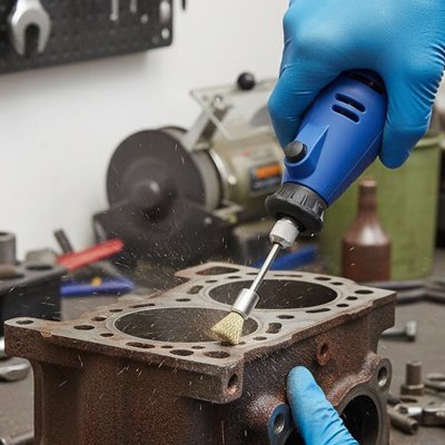 Brosses métalliques pour perceuse décapage culasse moteur en fonte