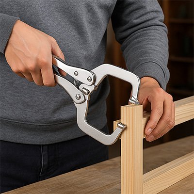 Pince étau stabilise un assemblage de menuiserie