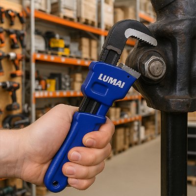 Clé à griffe​ en train de sérré un boulan métalique 