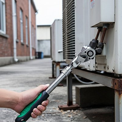 Clé à cliquet avec manche vert et noir