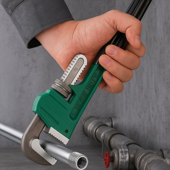 Clé à griffe ajuste une tuyau de plomberie 