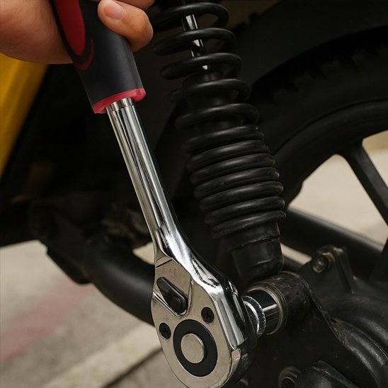 Clé à cliquet​ ajuste les amortisseurs d'une moto