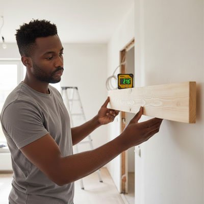Inclinomètre  sur une planche en bois 