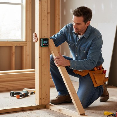 Inclinomètre fixé a une planche  pour prendre des mesures