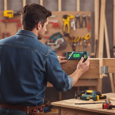 Inclinomètre sur une poutre en bois