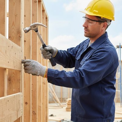 Marteaux fabrique un coffrage en bois