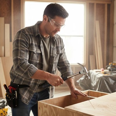 Marteaux qui frappent un clou