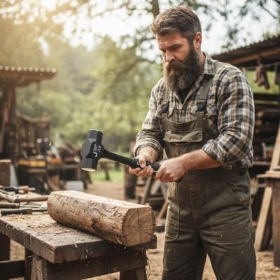 Massette entrai de tailler  tronc d'arbre