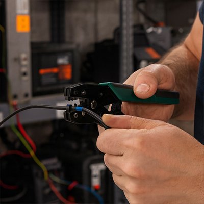 Pince à sertir servant à fixer cosse électrique