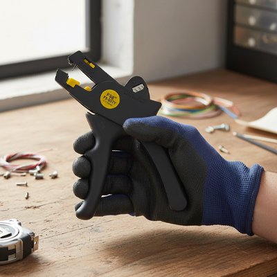 Pince a denuder dans une main d'un bricoleur