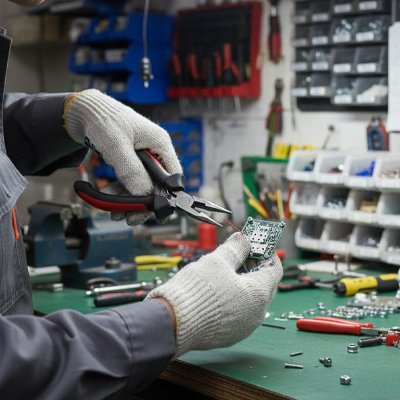 Pince entre les mains d'un bricoleur 