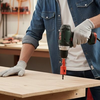 Scie cloche fixée à une perceuse verte 