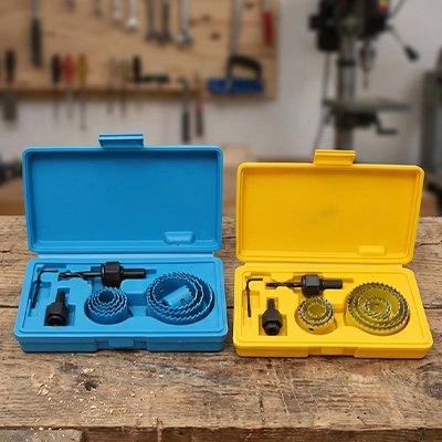 Scie cloche bois bleu et jaune 