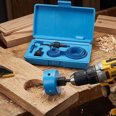 Scie cloche  bois couleur bleu