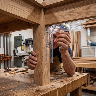 Goniomètre utilisé pour contrôler l'angle d'une charpente en bois