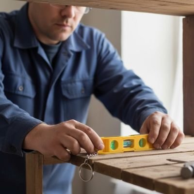  niveau à bulle posé sur une table 