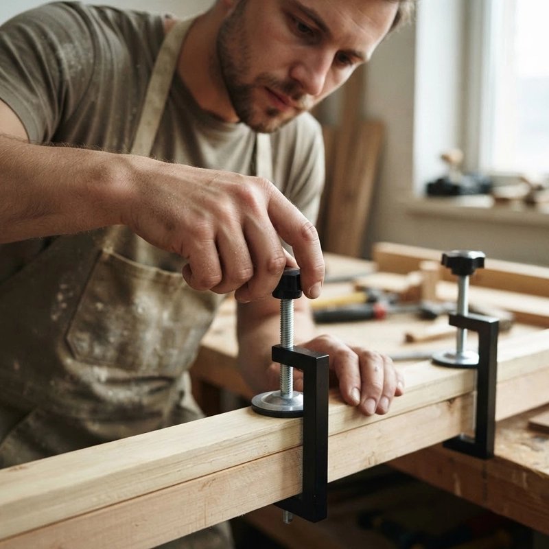 serre joint à vis serré à la main dans un atelier
